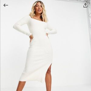 ASOS Ribbed Midi dress - cream